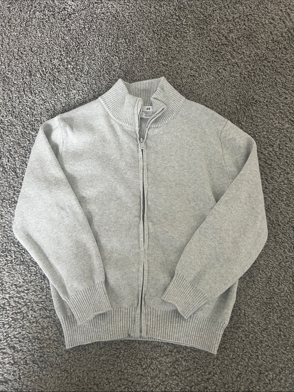 H&M Gray Full-Zip Mock Neck Sweater Jacket